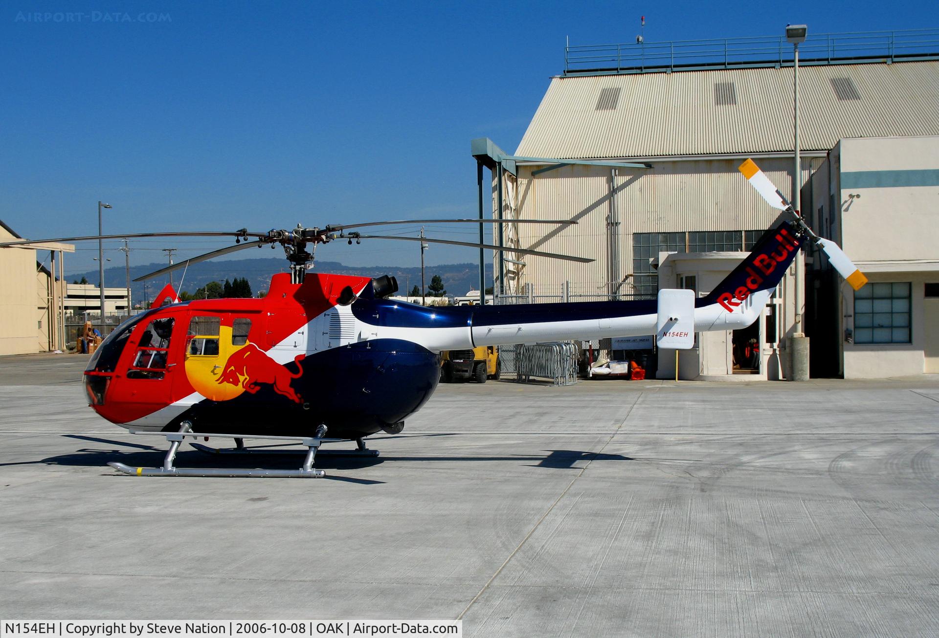 N154EH, 1985 MBB Bo-105CBS-4 C/N S-704, Red Bull 1985 MBB BO-105S photo ship for Fleet Week Red Bull air race @ Oakland International Airport, CA