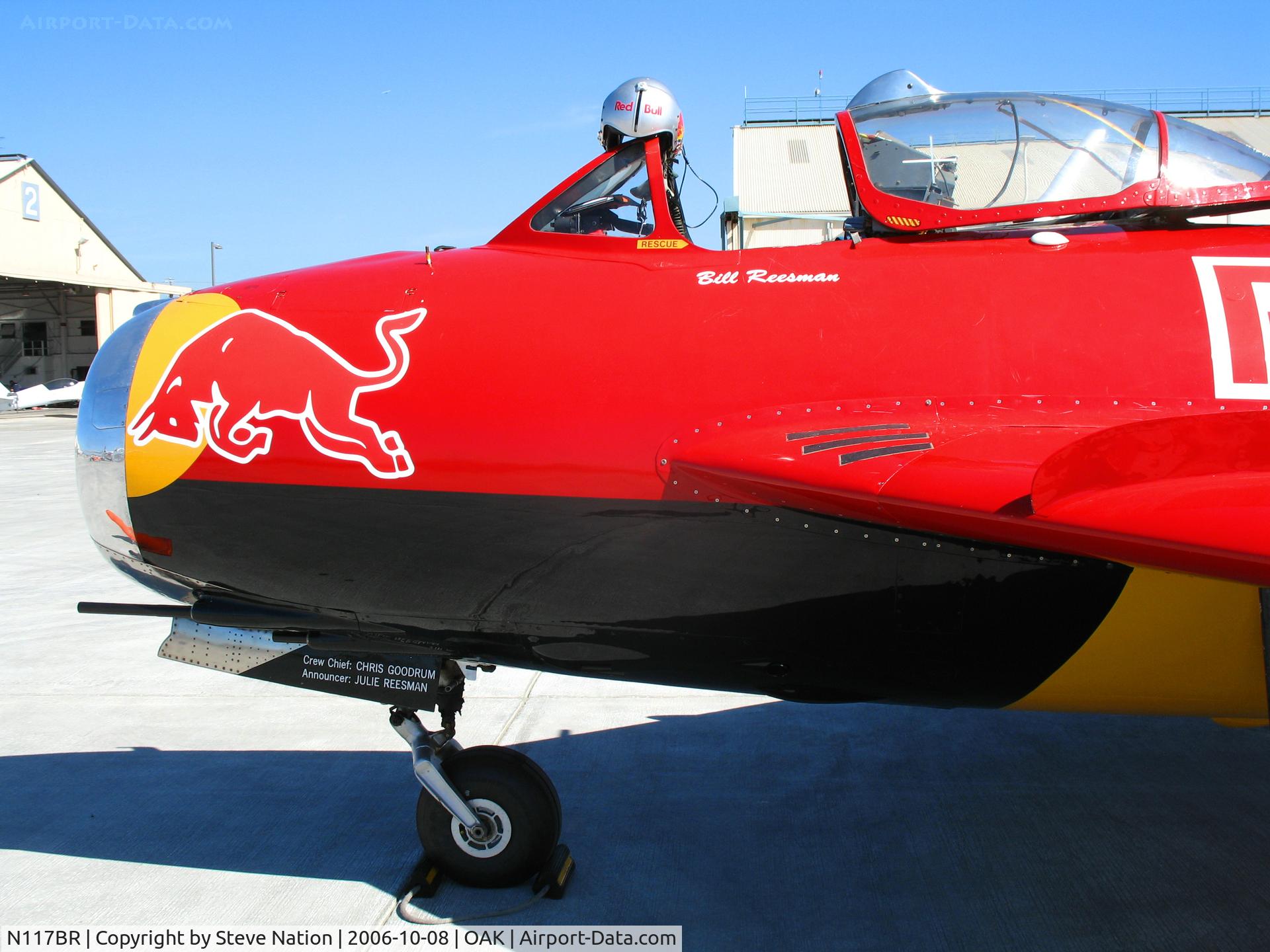 N117BR, 1959 PZL-Mielec Lim-5 (MiG-17F) C/N 1C1529, Nose close-up shot of bright red Mig Magic Inc. LIM-5 as NX117BR at Fleet Week air show @ Oakland International Airport, CA