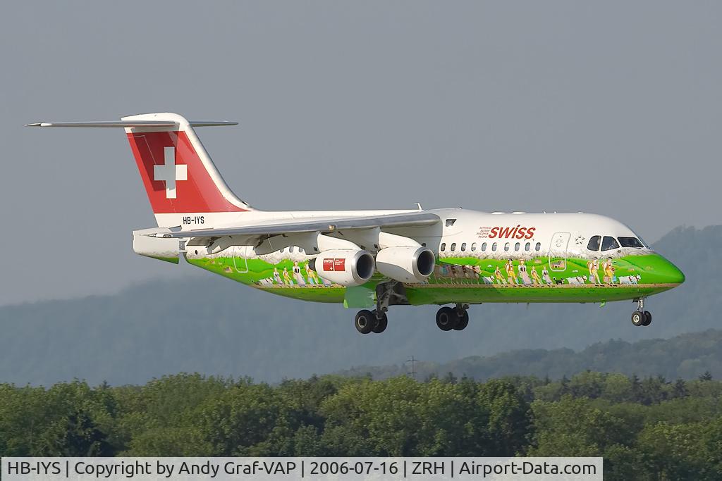 HB-IYS, 2001 British Aerospace Avro 146-RJ100 C/N E3381, SWISS Bae146