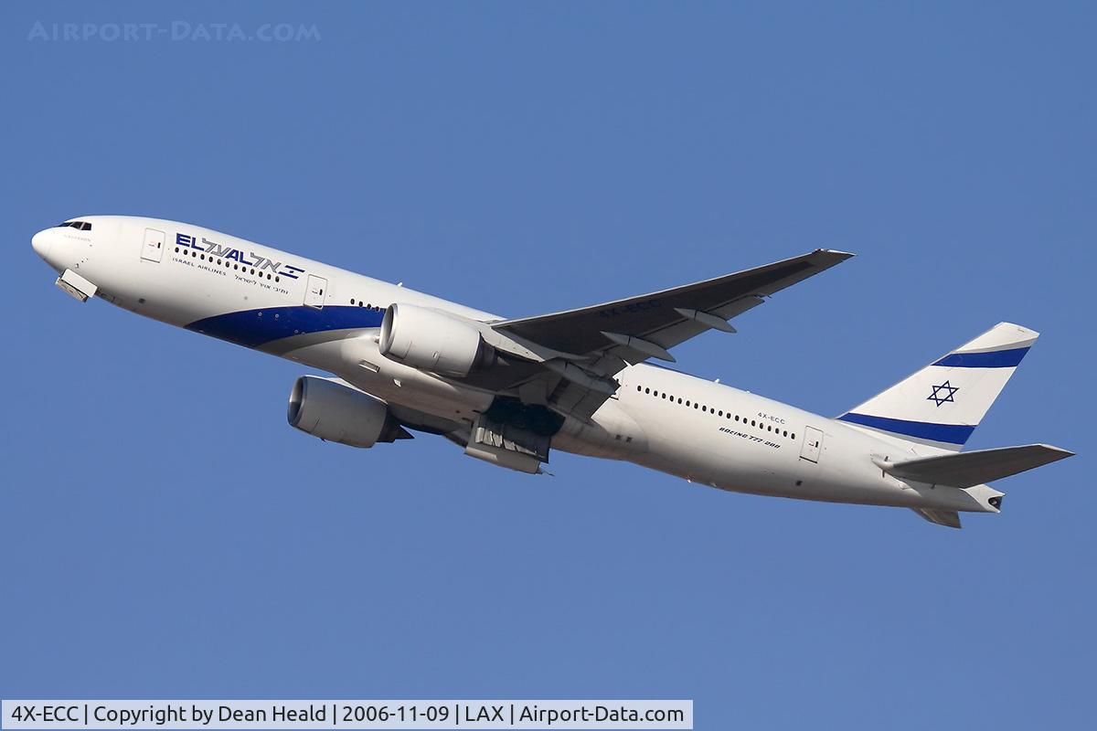 4X-ECC, 2001 Boeing 777-258/ER C/N 30833, EL AL Israel Airlines 4X-ECC (FLT ELY6) climbing out from RWY 24L enroute to Ben Gurion (LLBG) - Tel Aviv.