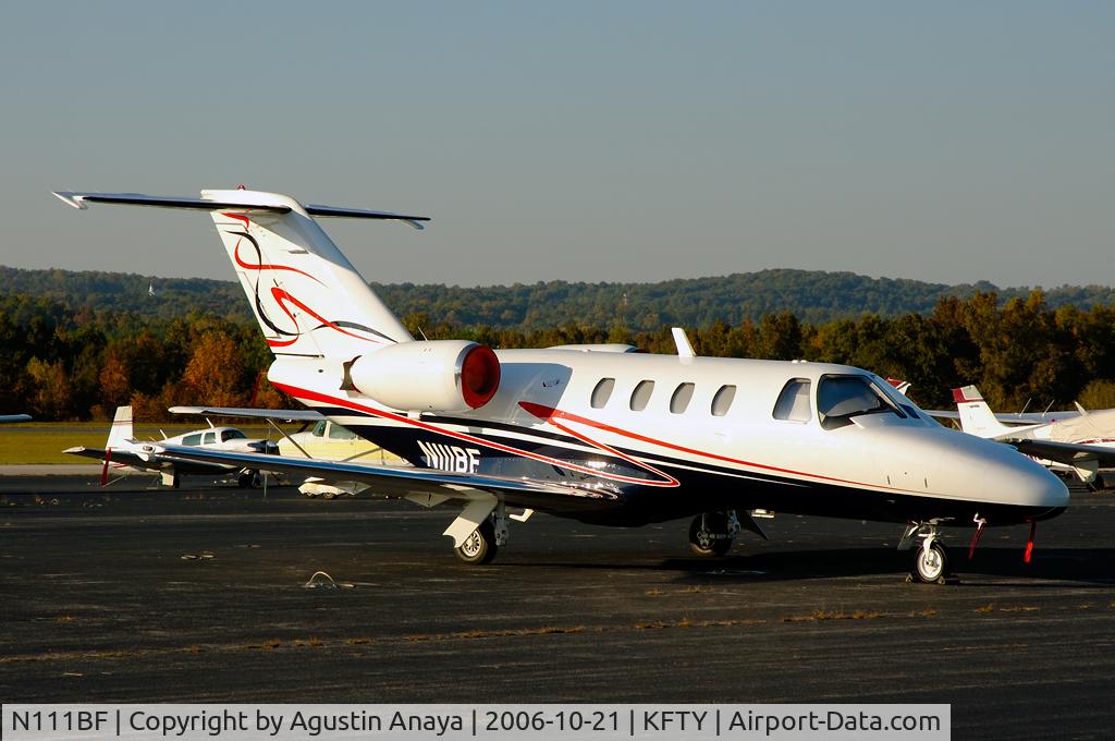 N111BF, 1996 Cessna 525 CitationJet C/N 525-0140, Parked at the Raytheon ramp.
