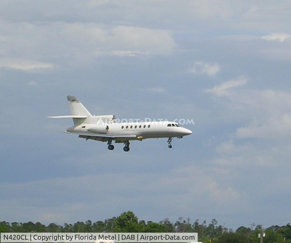 N420CL, 1979 Dassault-Breguet Falcon 50 C/N 10, coming in for Pepsi 400