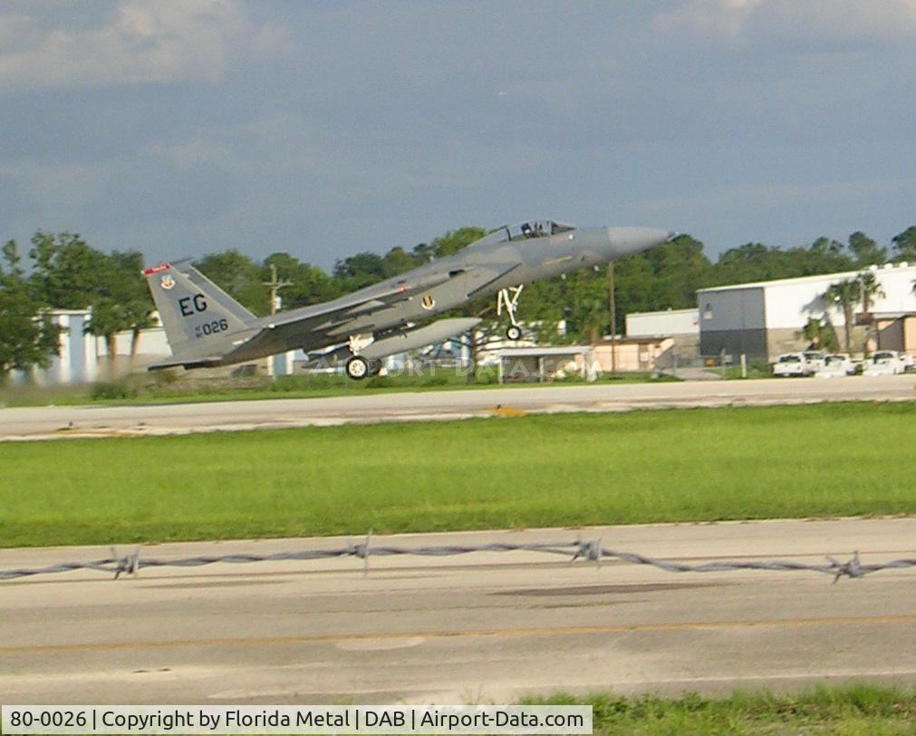 80-0026, McDonnell Douglas F-15C Eagle C/N 0672/C175, coming to Daytona