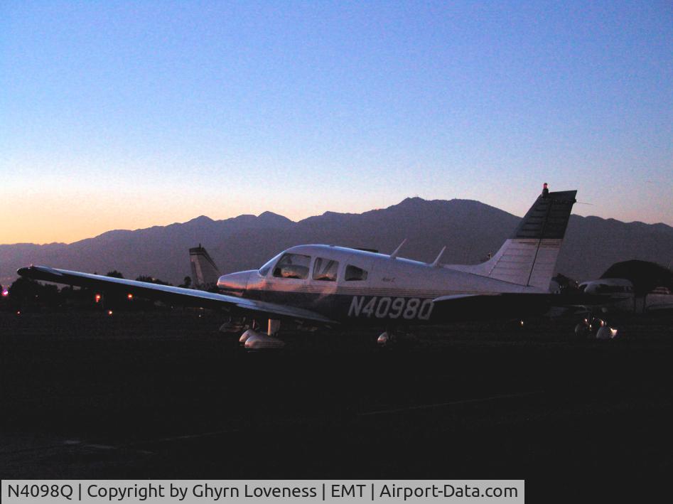 N4098Q, Piper PA-28-181 C/N 28-7790471, N4098Q at Sunset in front of the San Bernardinos at EMT