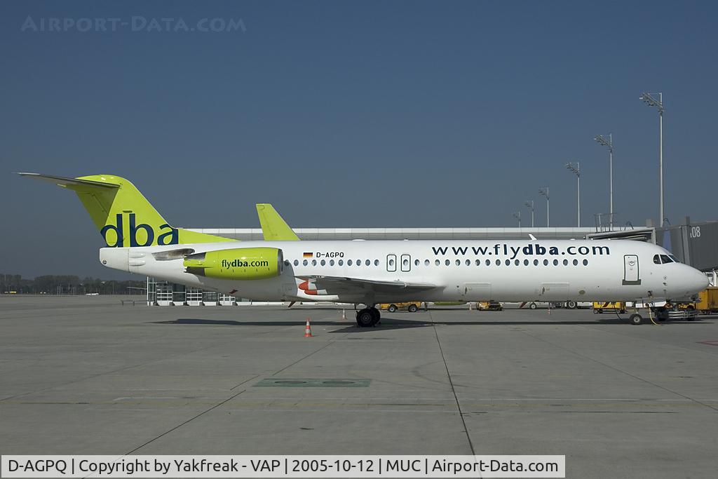 D-AGPQ, 1991 Fokker 100 (F-28-0100) C/N 11338, DBA Fokker 100