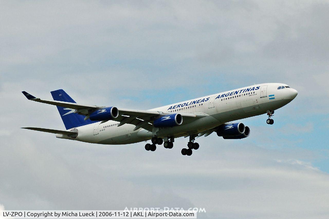 LV-ZPO, 1993 Airbus A340-211 C/N 063, On approach to Auckland