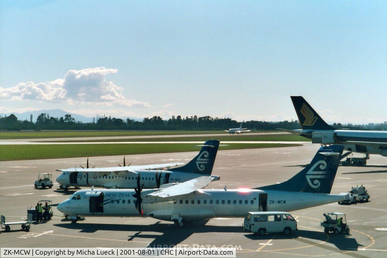 ZK-MCW, 2000 ATR 72-212A C/N 646, Sisterships ZK-MCW and ZK-MCO on the apron at Christhurch's domestic terminal