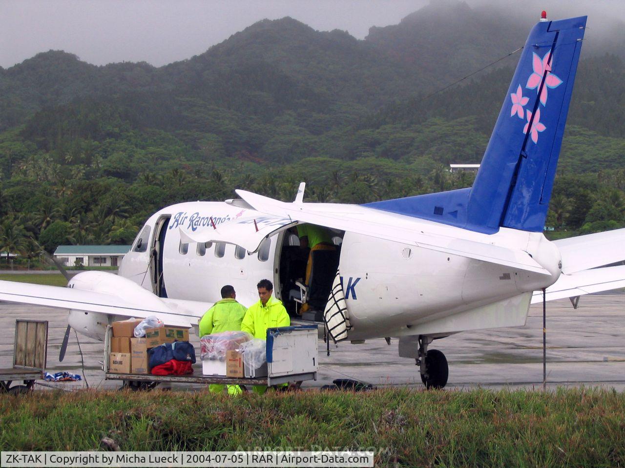 ZK-TAK, 1988 Embraer EMB-110P1A Bandeirante C/N 110448, A rainy day in paradise