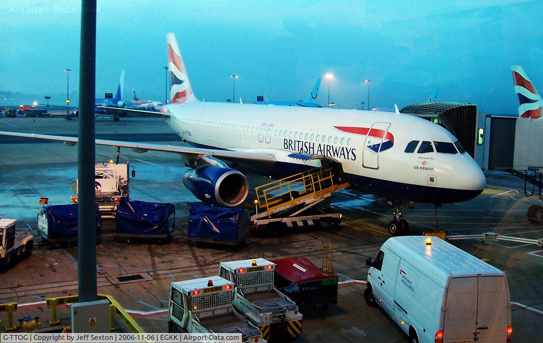 G-TTOG, 2003 Airbus A320-232 C/N 1969, Airbus A320-232 prepares for dawn take-off at London Gatwick
