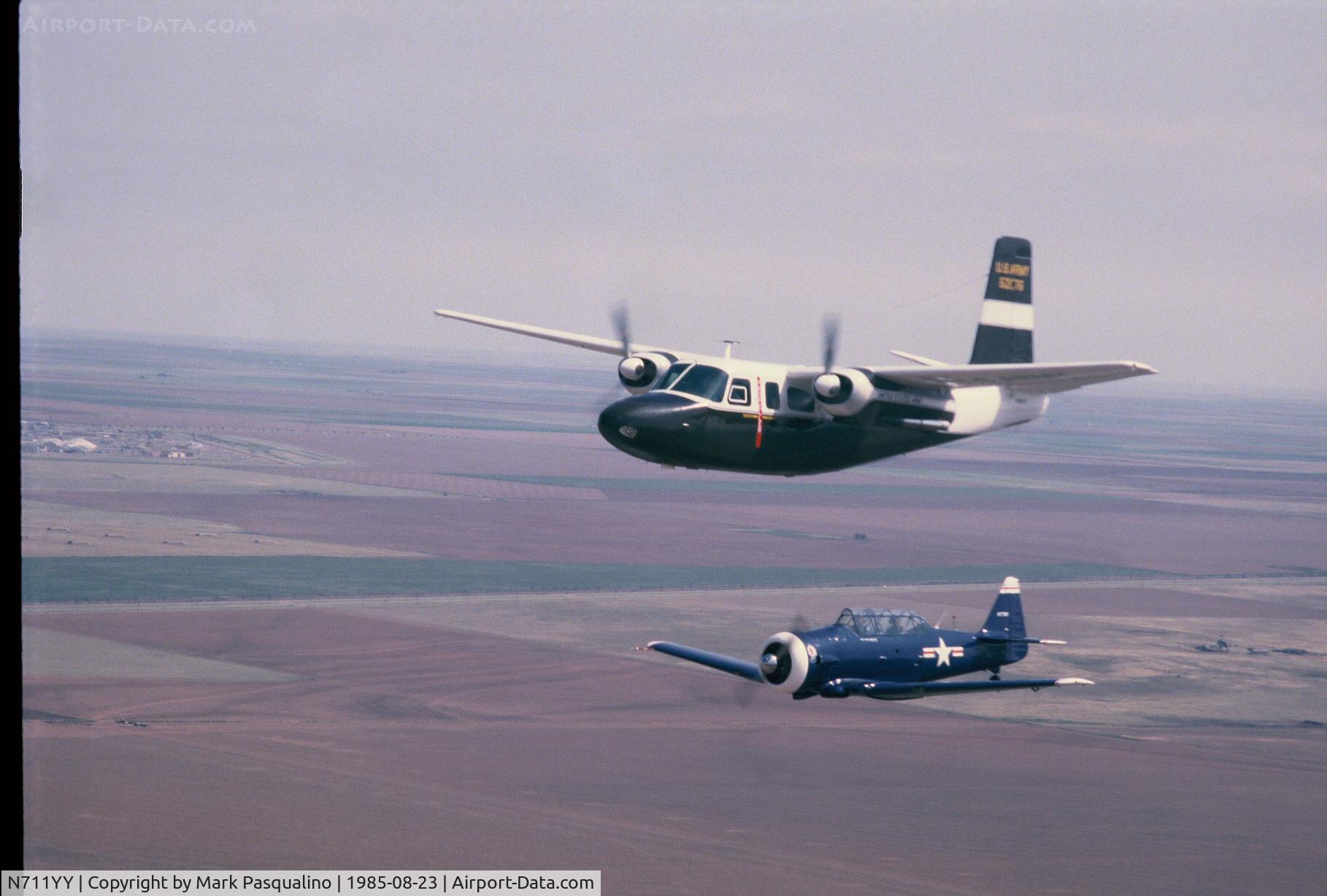 N711YY, 1953 Aero Commander 520 C/N 520-76, Aero Commander 520 and T-6 going to an airshow