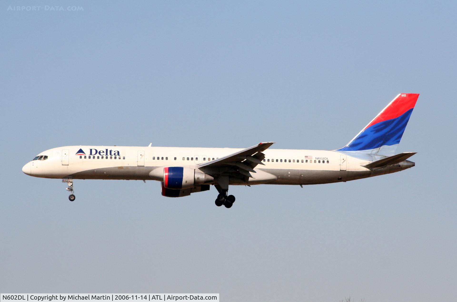 N602DL, 1984 Boeing 757-232 C/N 22809, Over the numbers of 27L
