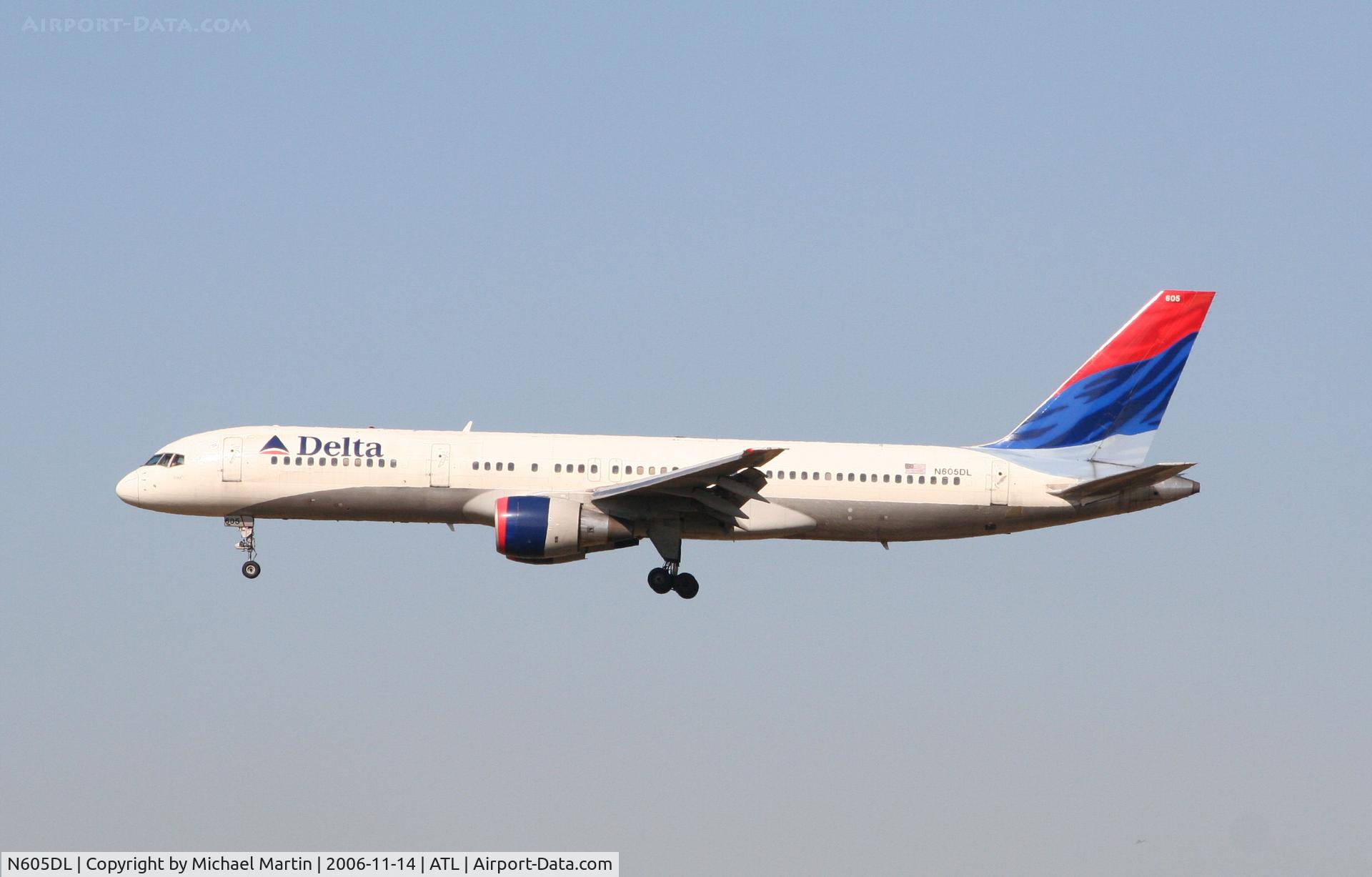 N605DL, 1984 Boeing 757-232 C/N 22812, Over the numbers of 27L
