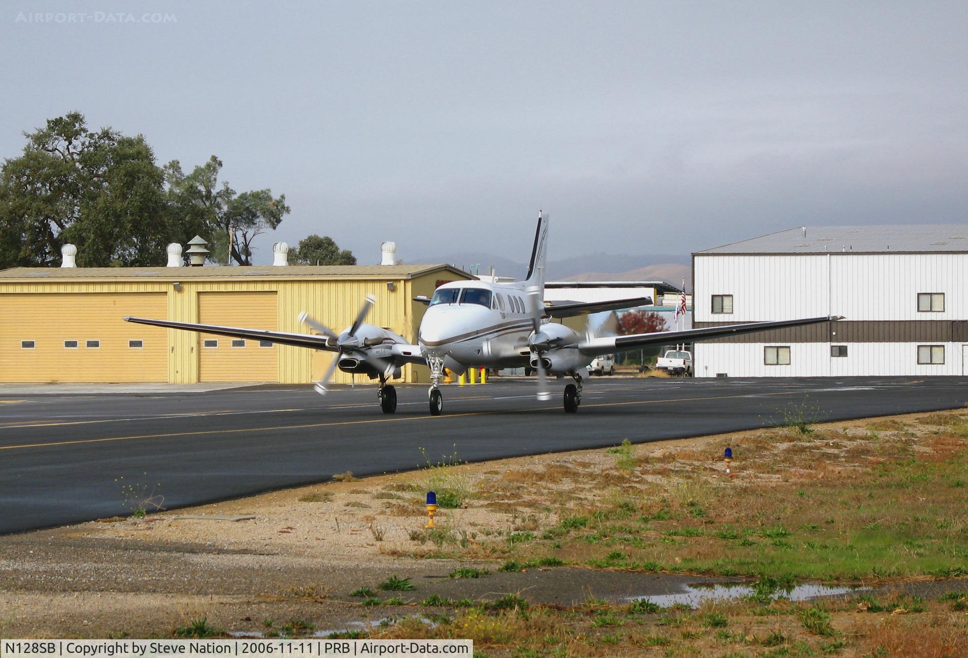 N128SB, 1997 Raytheon Aircraft Company C90A C/N LJ-1503, Digger Pine Enterprises 1997 Raytheon King Air C90A head-on @ Paso Robles Municipal Airport, CA