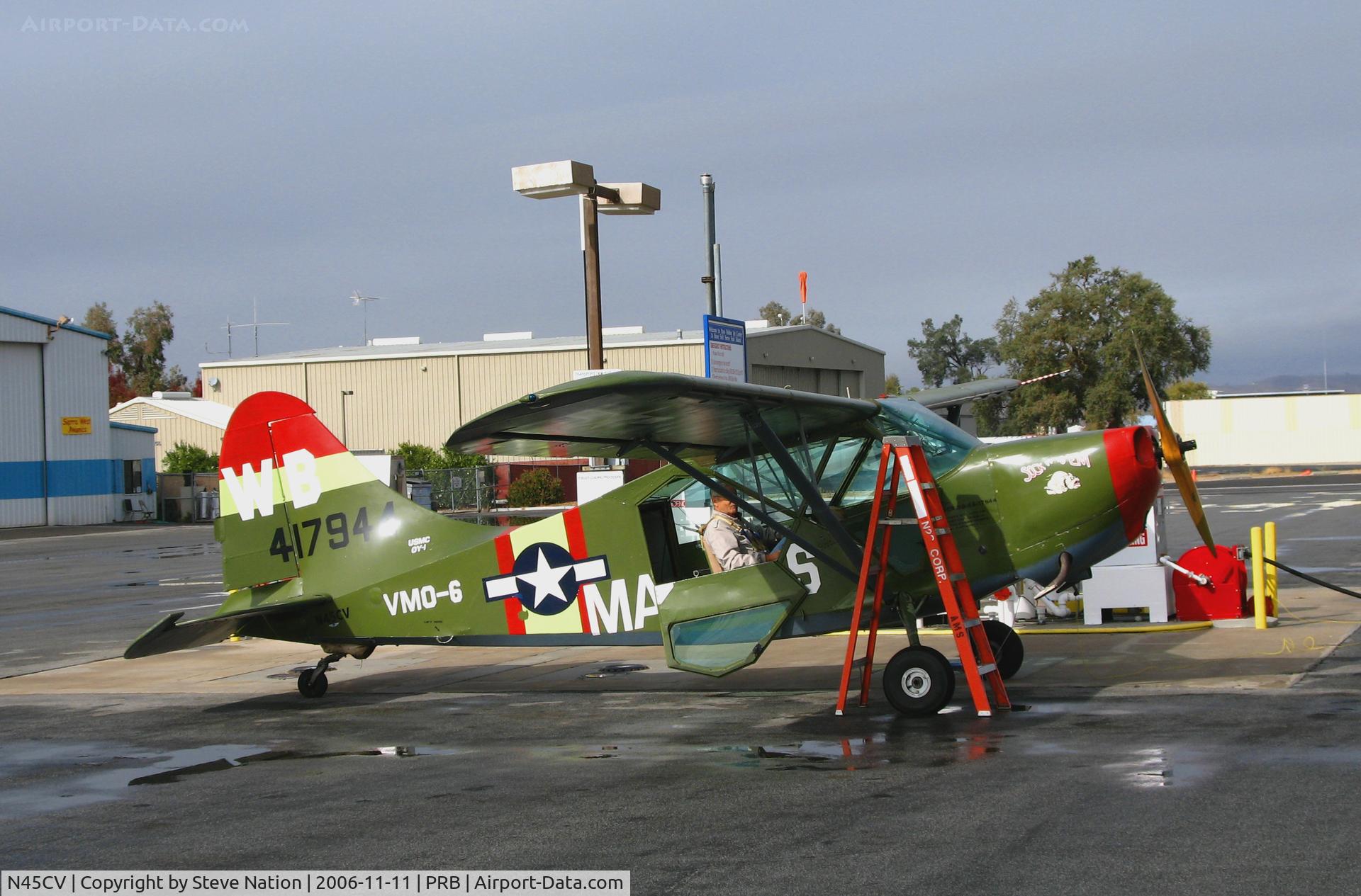N45CV, 1945 Stinson L-5E Sentinel C/N 76-3219, Locally-based 1945 Stinson L-5E as Marines OY-1 of VMO-6/WB 44-17944 
