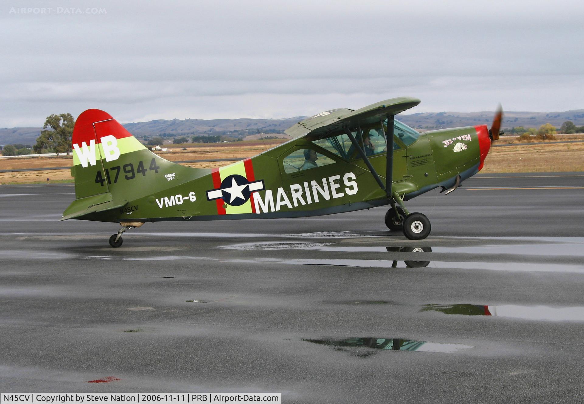 N45CV, 1945 Stinson L-5E Sentinel C/N 76-3219, Locally-based 1945 Stinson L-5E as Marines OY-1 of VMO-6/WB 44-17944 