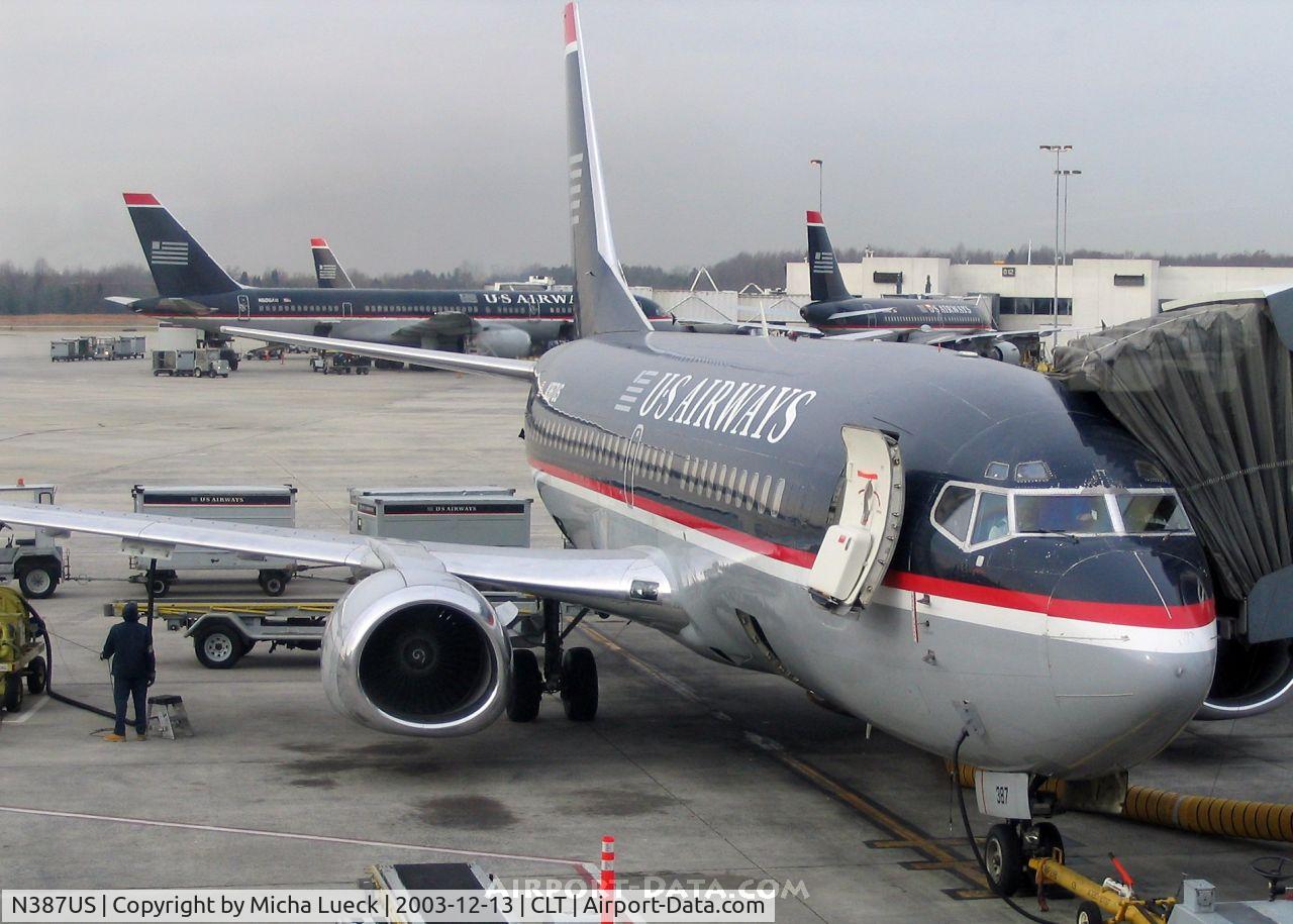 N387US, 1985 Boeing 737-3B7 C/N 22959, US Airways hub Charlotte, NC