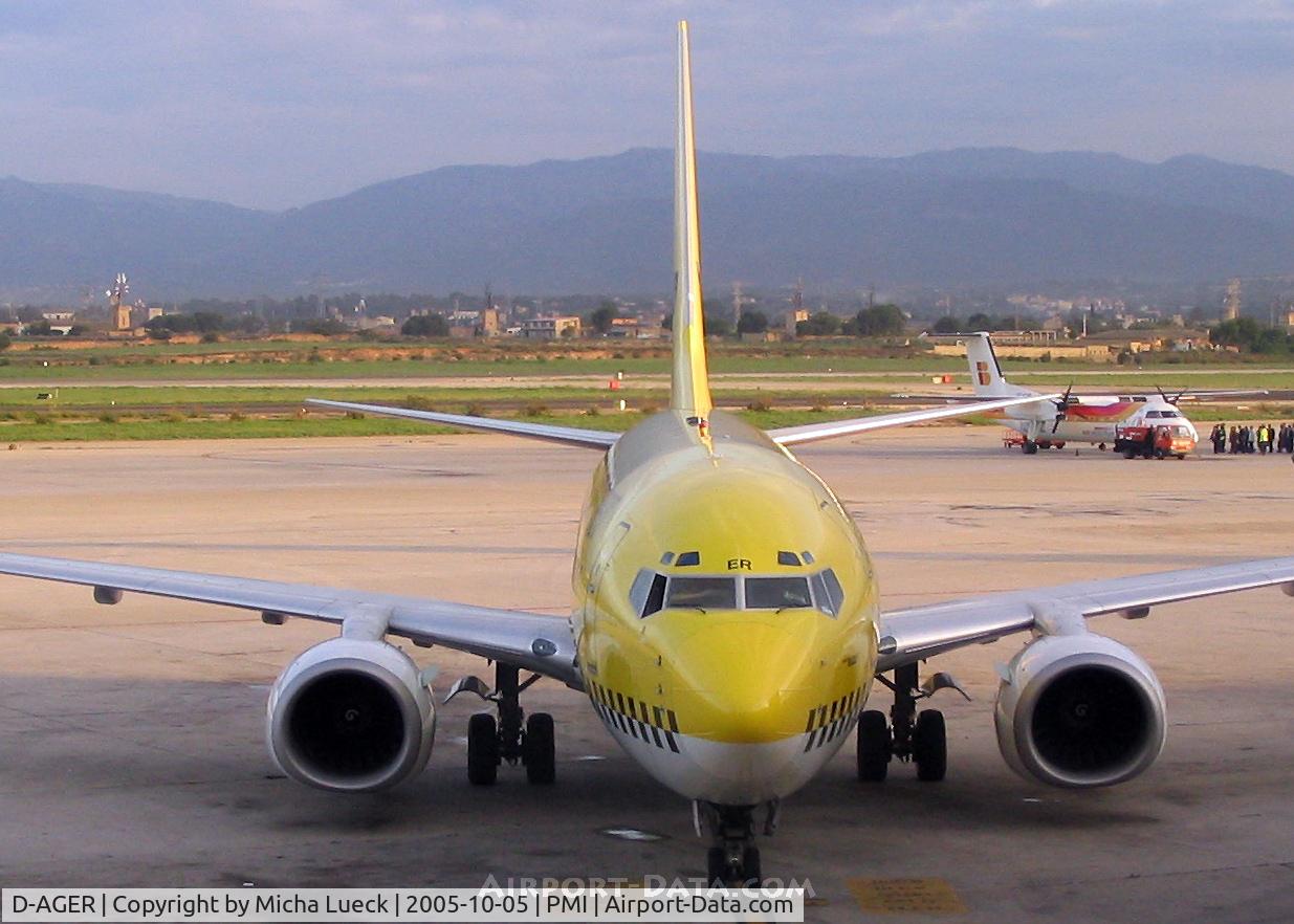D-AGER, 1998 Boeing 737-75B C/N 28107, Early morning arrival in Palma de Mallorca