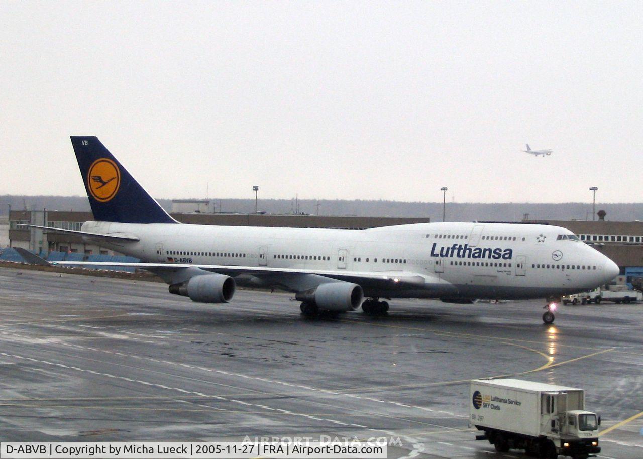 D-ABVB, 1988 Boeing 747-430 C/N 23817, A wet day in Frankfurt