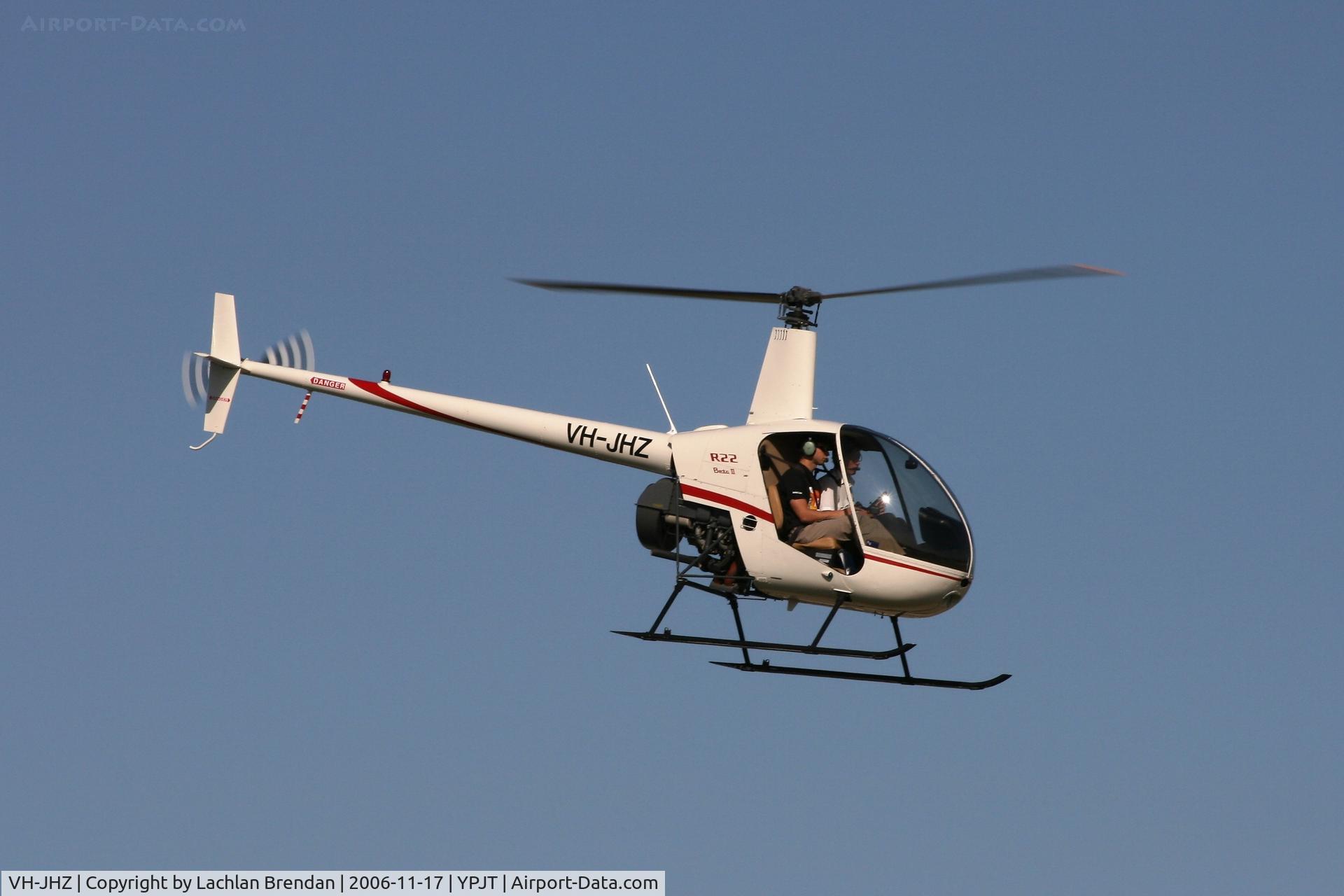 VH-JHZ, 2005 Robinson R22 Beta C/N 3943, Robinson R22 Beta off on a training flight.