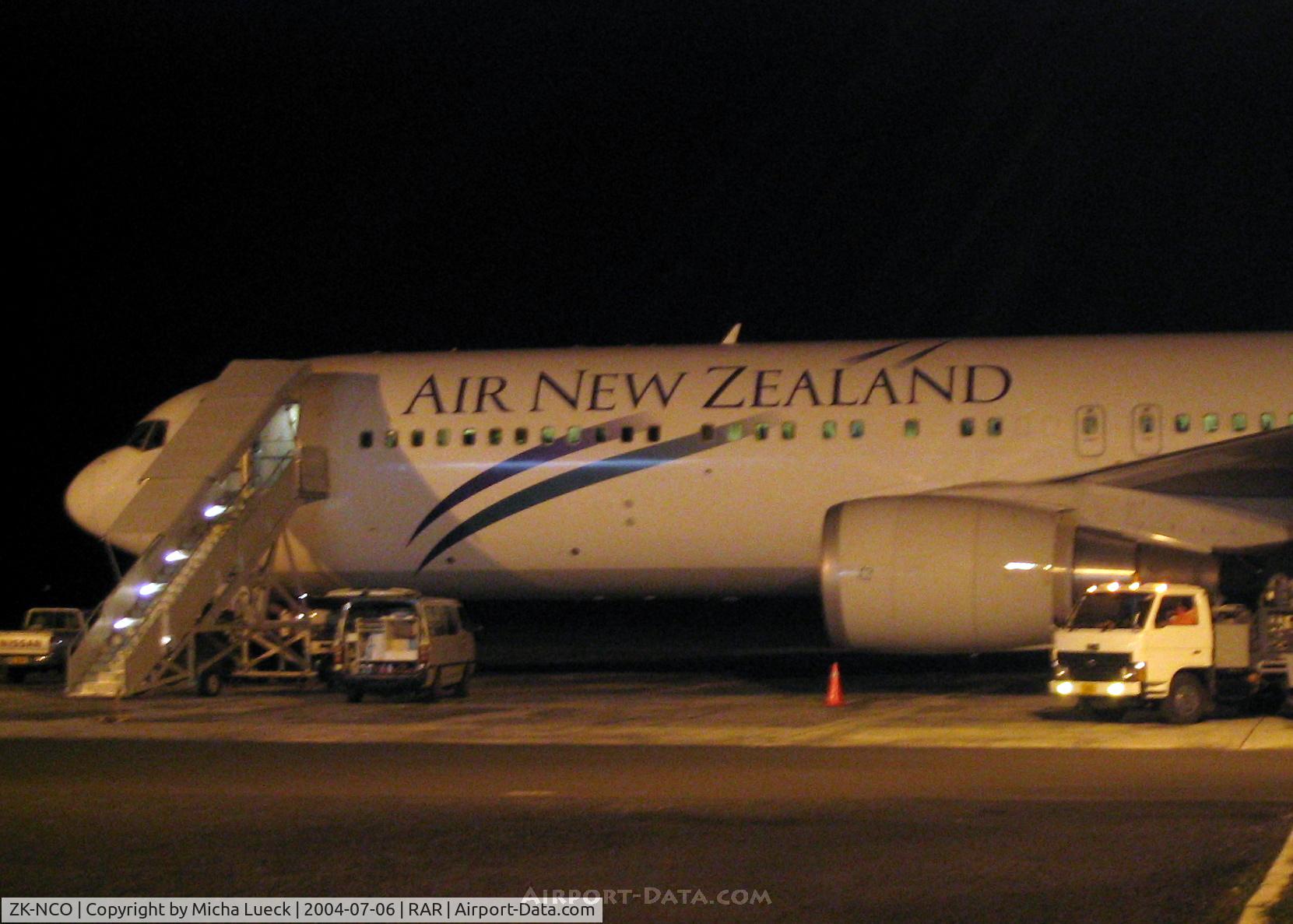 ZK-NCO, 2000 Boeing 767-319 C/N 30586, At night in Rarotonga