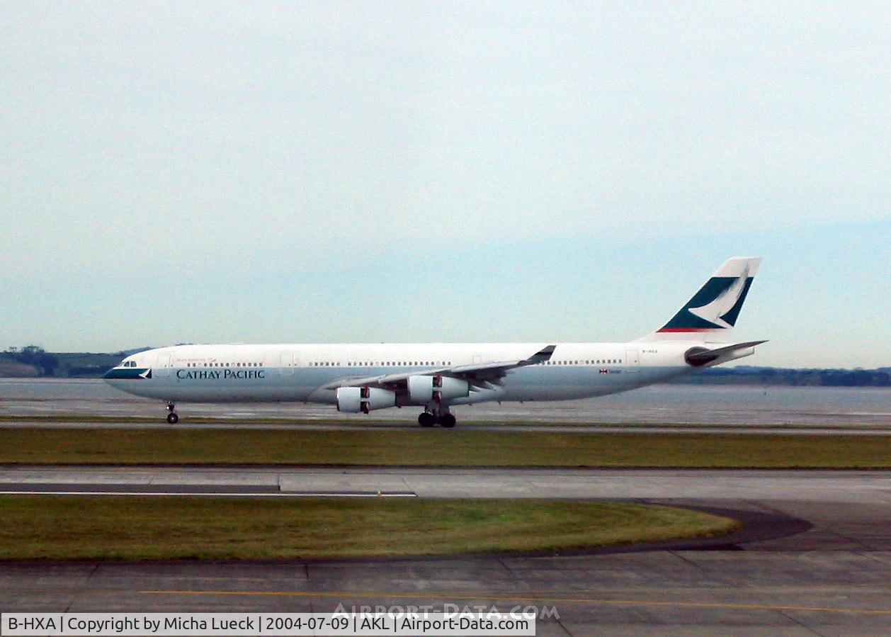 B-HXA, 1996 Airbus A340-313 C/N 136, just touched down- thrust reversers deployed