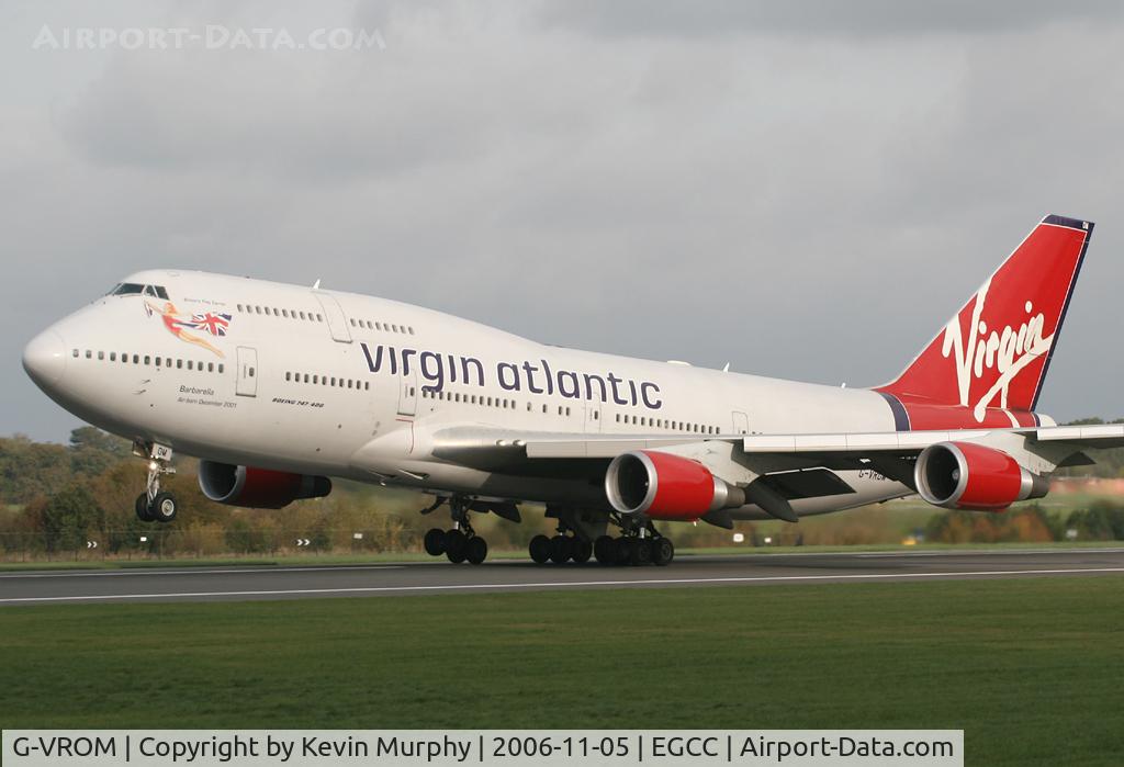 G-VROM, 2001 Boeing 747-443 C/N 32339, Virgin looking good off 24L.