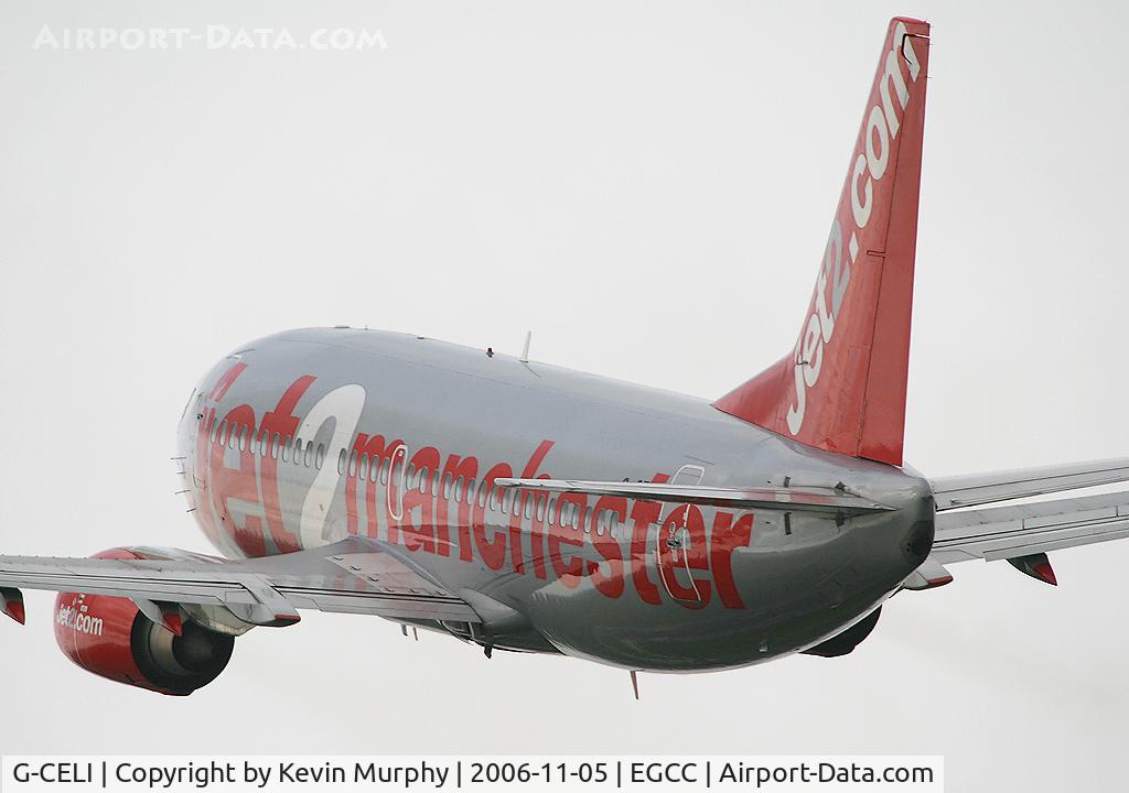 G-CELI, 1986 Boeing 737-330 C/N 23526, Rear end of Jet 2 off 24L.