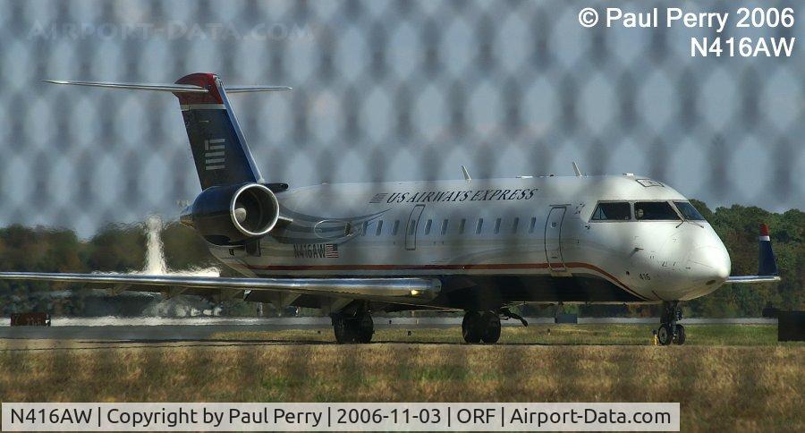N416AW, 2002 Bombardier CRJ-200LR (CL-600-2B19) C/N 7603, Reloaded and refuled, coming down to line up for departure
