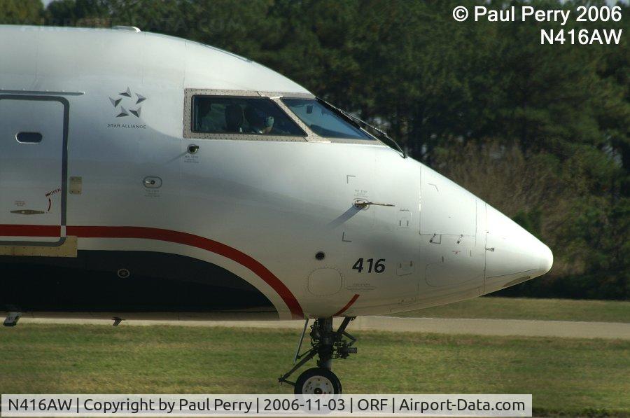 N416AW, 2002 Bombardier CRJ-200LR (CL-600-2B19) C/N 7603, Busy front office of this Air Wisconsin bird