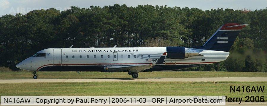 N416AW, 2002 Bombardier CRJ-200LR (CL-600-2B19) C/N 7603, Opening the throttles, and there she goes
