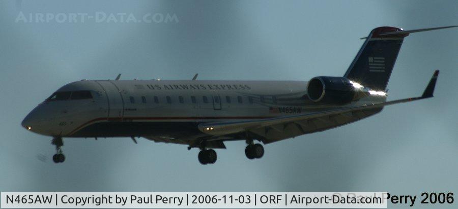 N465AW, 2004 Bombardier CRJ-200LR (CL-600-2B19) C/N 7893, Another of the many Air Wisconsin birds in and out of Norfolk