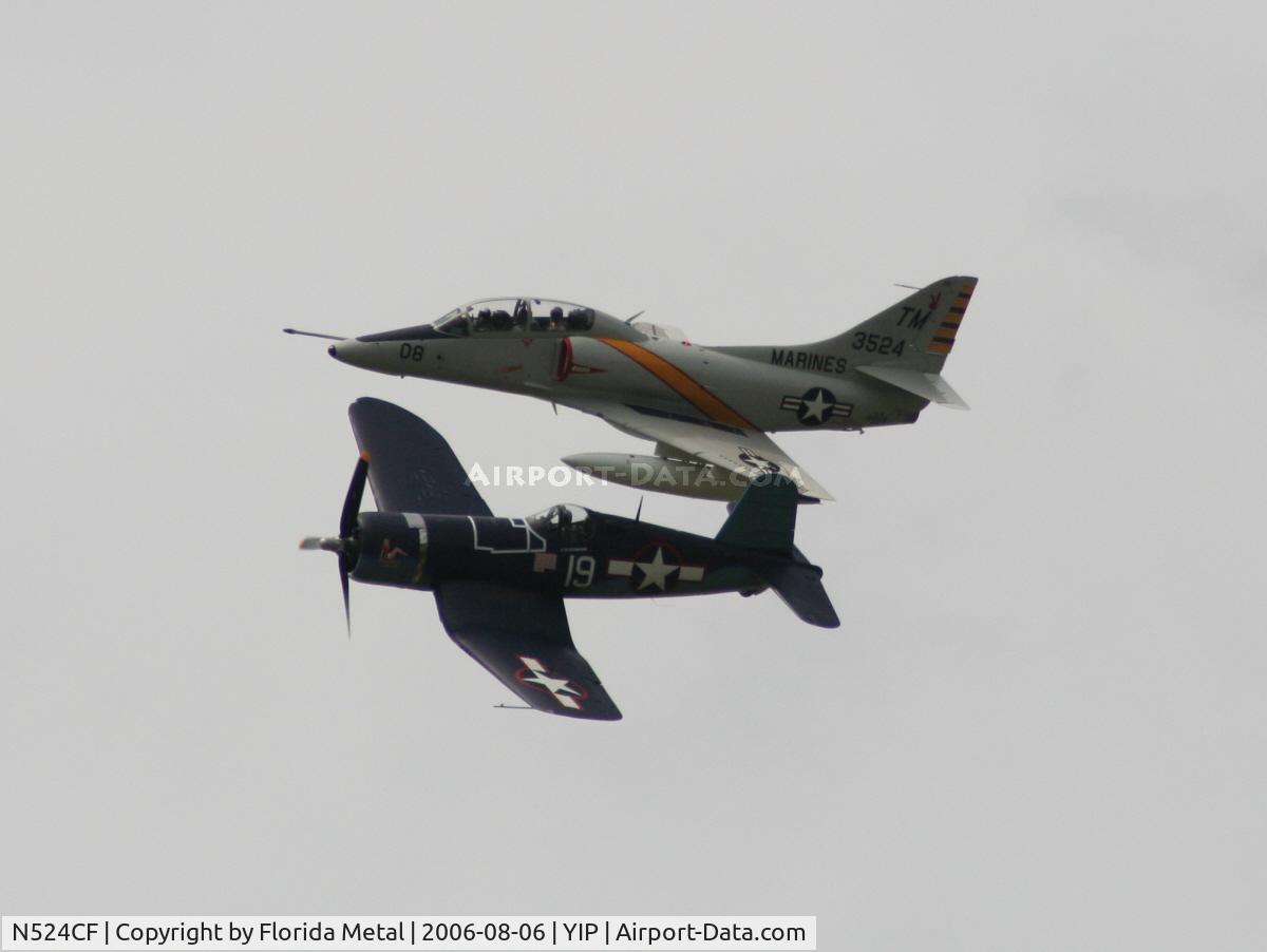 N524CF, 1967 Douglas TA-4F Skyhawk C/N 13590, Skyhawk and Corsair together