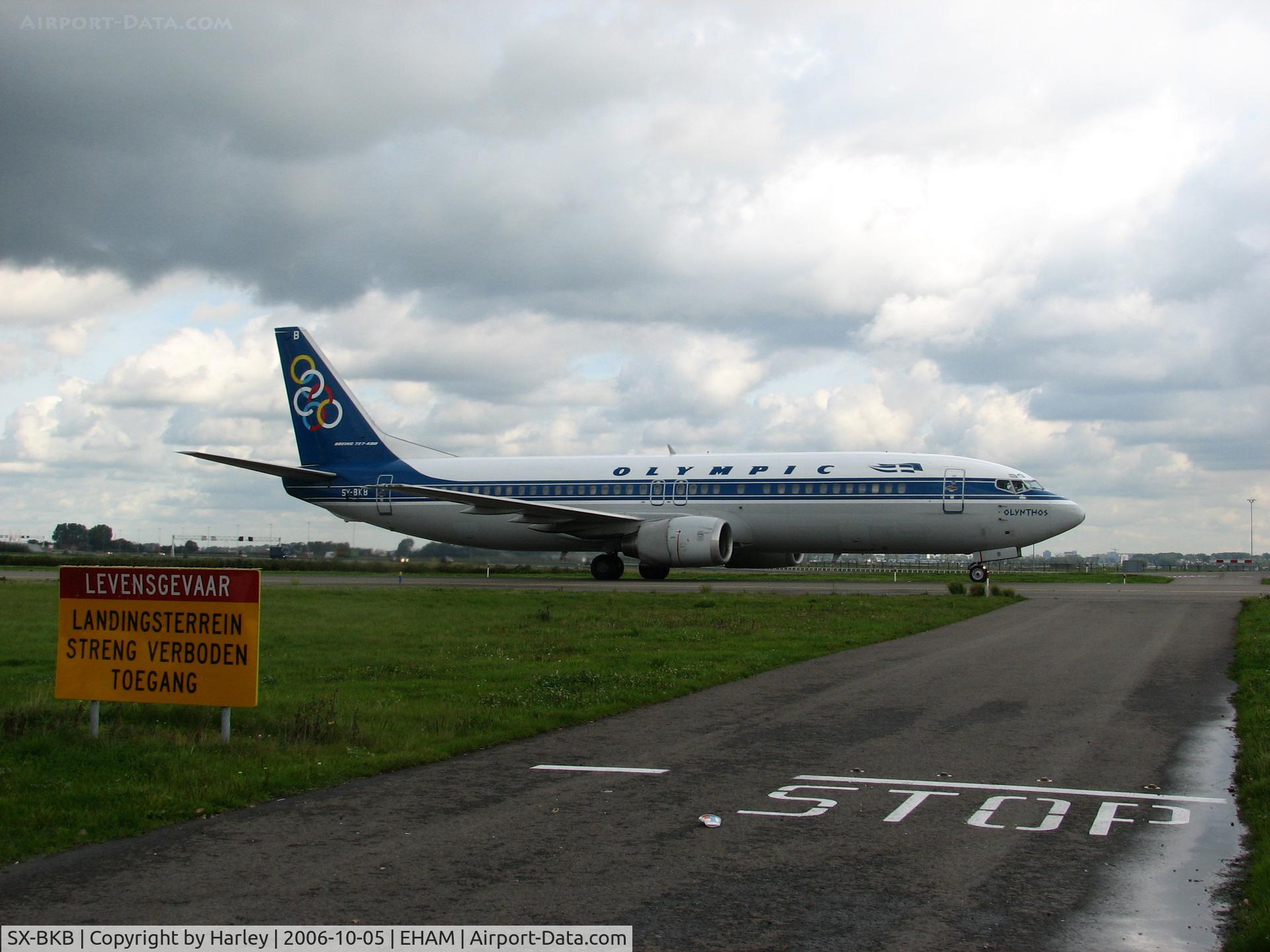 SX-BKB, 1991 Boeing 737-484 C/N 25314/2124, taxiing in Amsterdam coming from RWY18R