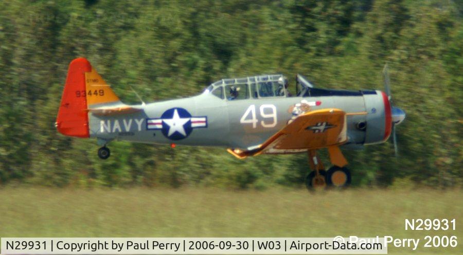 N29931, 1943 North American AT-6G Texan C/N 168-583 (49-3449), Her flying demo over, she returns to Terra Firma