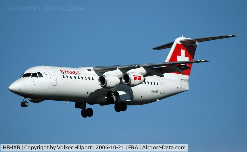 HB-IXR, 1996 British Aerospace Avro 146-RJ100 C/N E3281, Swiss BAe Avro Regionaljet RJ 100