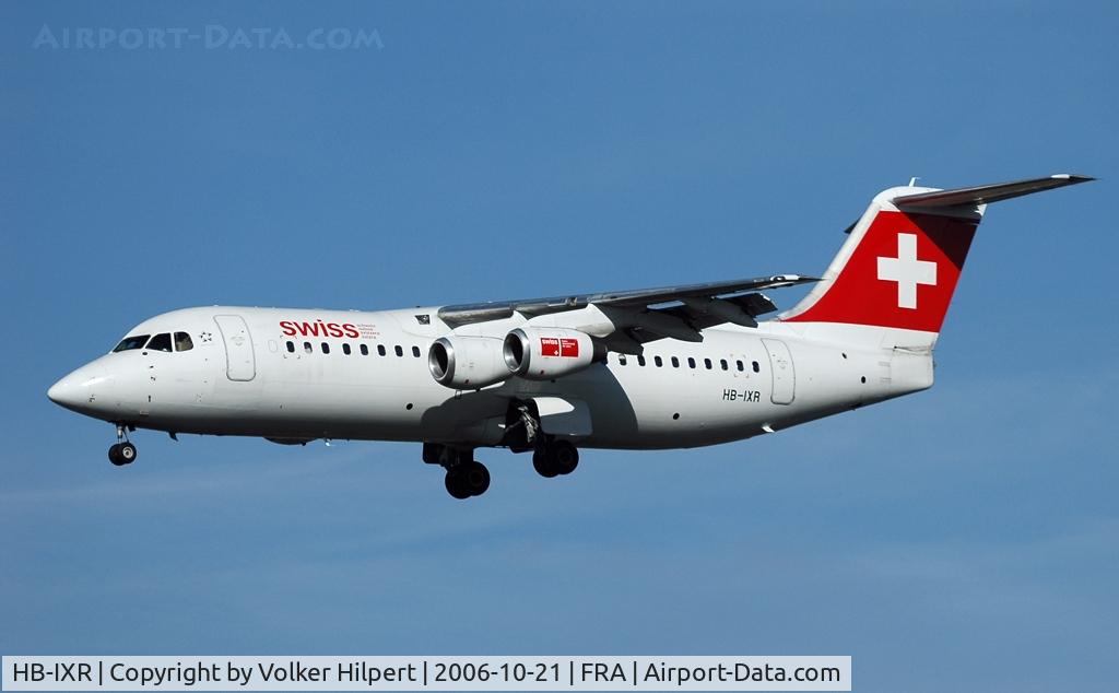 HB-IXR, 1996 British Aerospace Avro 146-RJ100 C/N E3281, Swiss BAe Avro Regionaljet RJ 100