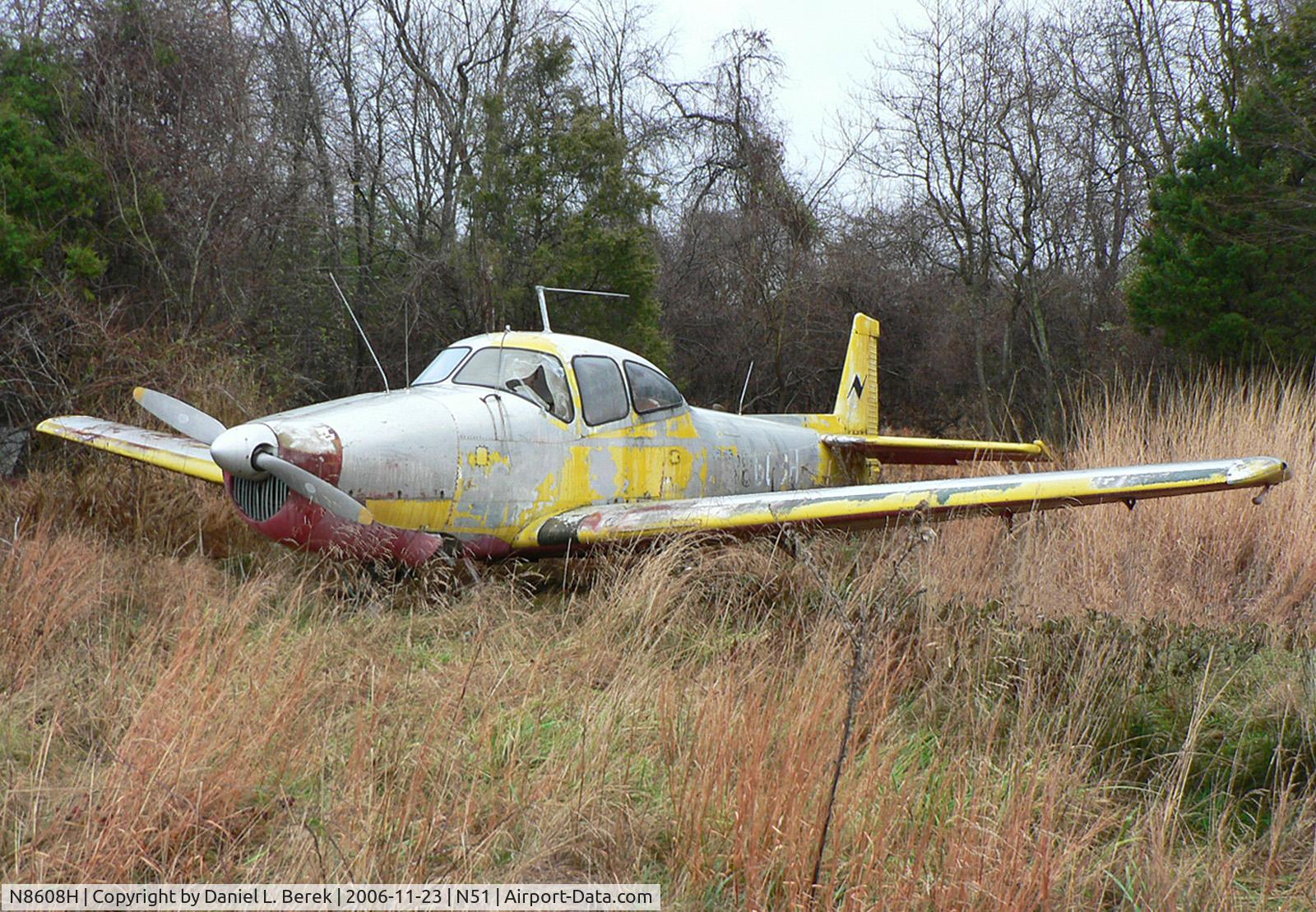 N8608H, 1947 North American Navion (NA-145) C/N NAV-4-575, Its registration and paintwork badly faded, a 1947 Navion A takes root.