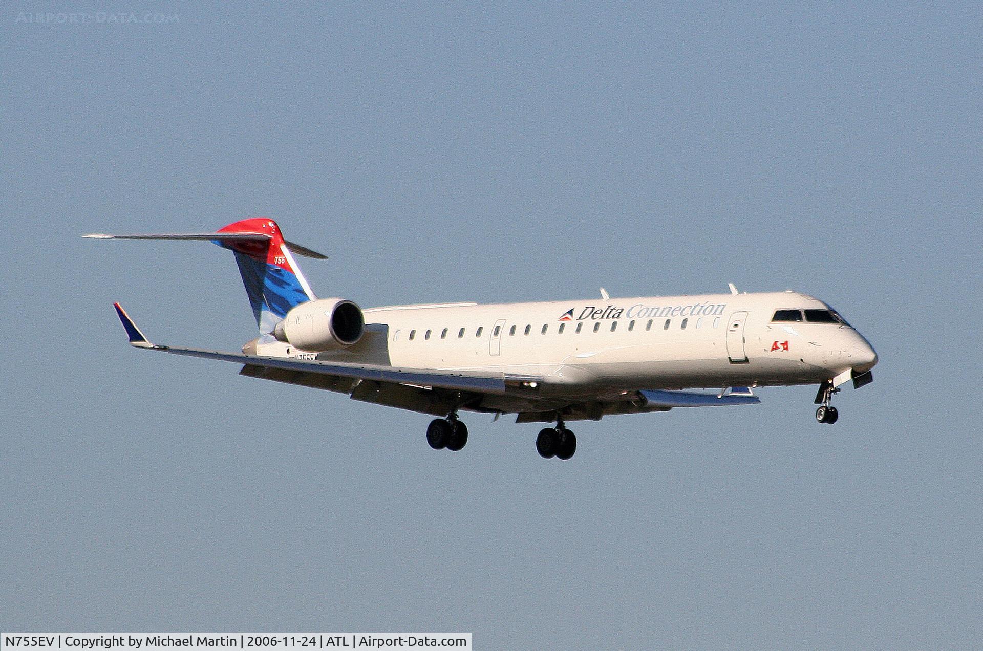 N755EV, Bombardier CRJ-701 (CL-600-2C10) Regional Jet C/N 10185, On final for Runway 9R