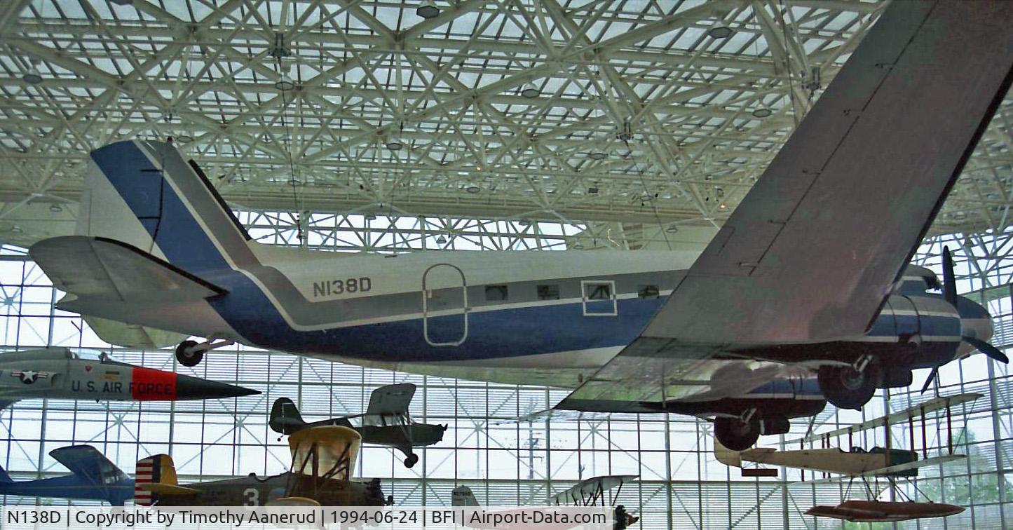 N138D, 1940 Douglas DC-3-277C C/N 2245, Seattle Museum of Flight, hanging from the ceiling in The Great Gallery