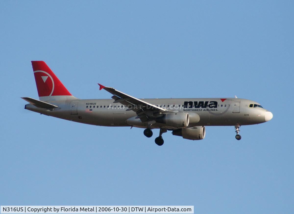 N316US, 1991 Airbus A320-211 C/N 192, NW A320