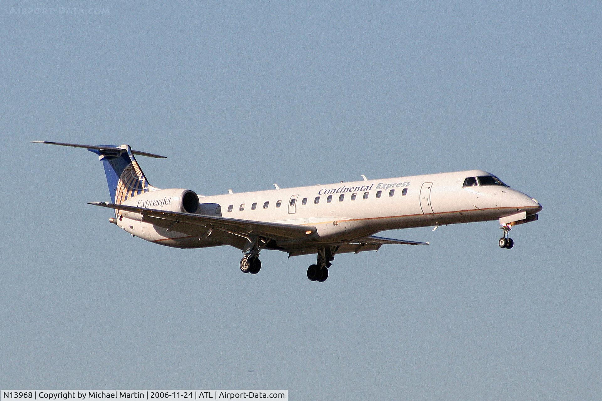 N13968, 1999 Embraer ERJ-145LR (EMB-145LR) C/N 145138, On final for Runway 9R