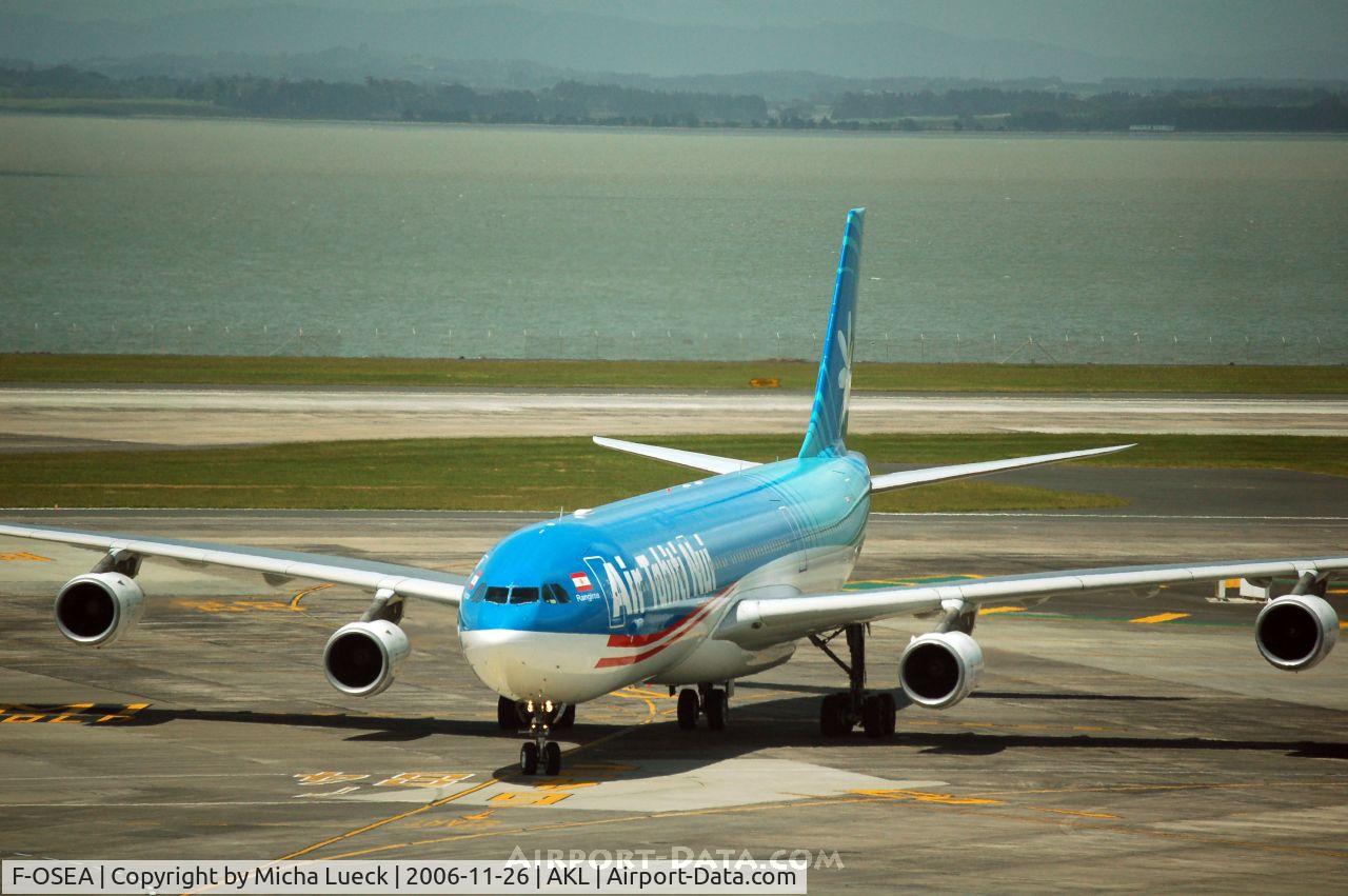 F-OSEA, 2001 Airbus A340-313 C/N 438, Just arrived in Auckland