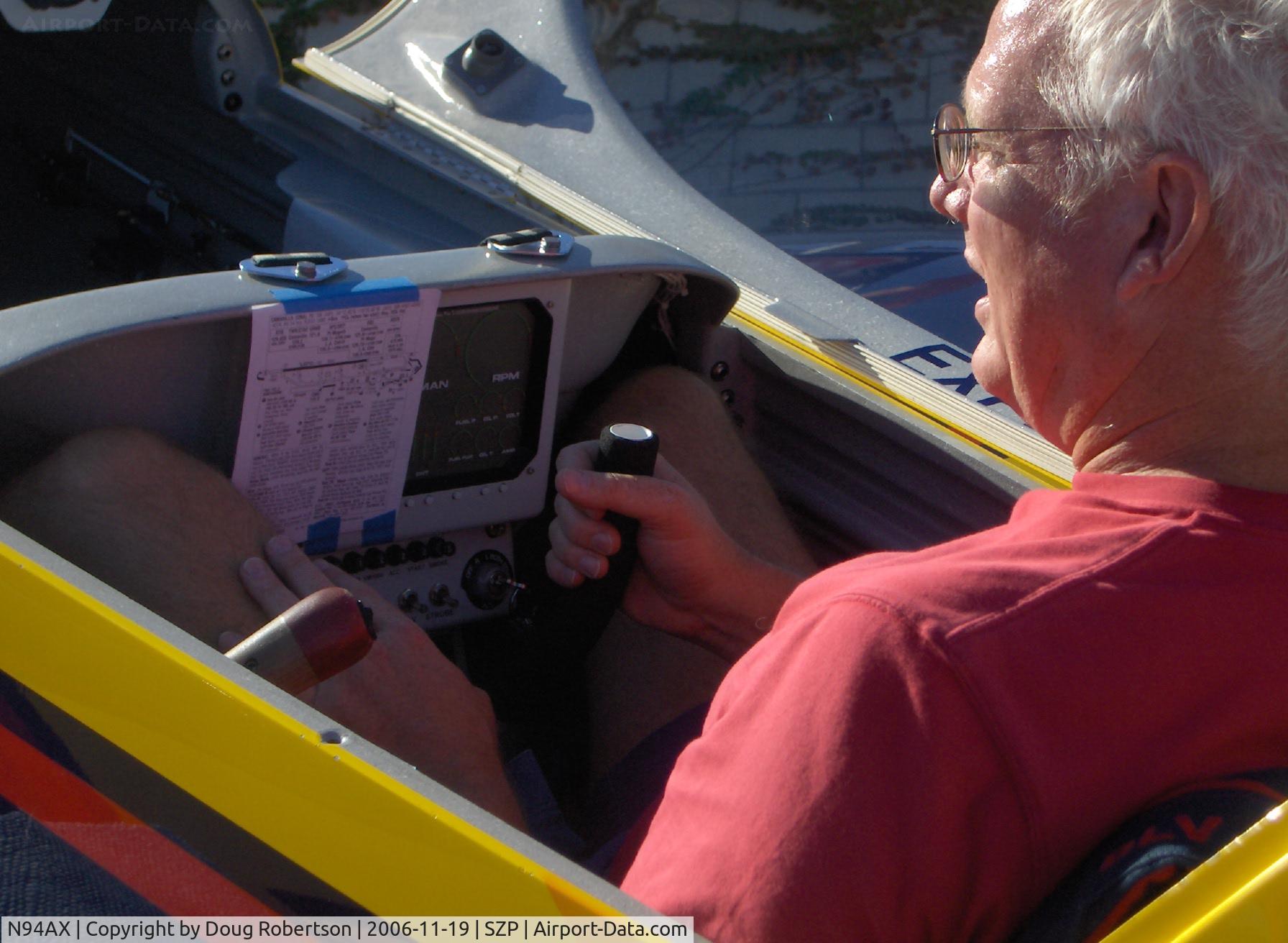 N94AX, 2003 Giles G-202 C/N G202-016, 2003 Giles G-202, Lycoming AEIO-360 180Hp, aerobatic ZLIN 242L pilot/owner trying rear cockpit for size-glass panel rear