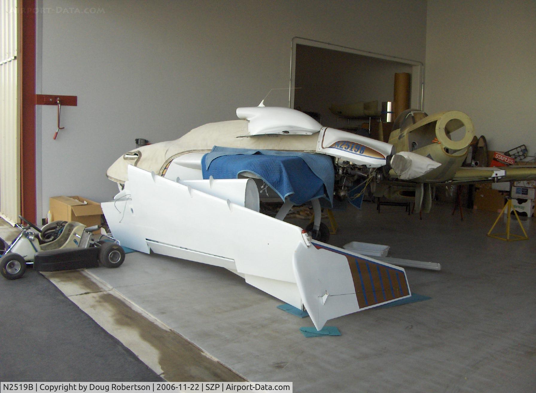 N2519B, 1984 Rutan Long-EZ C/N 830, 1984 Timmer LONG EZE canard, Lycoming O-235 110 Hp, in dissasembled storage for European owner