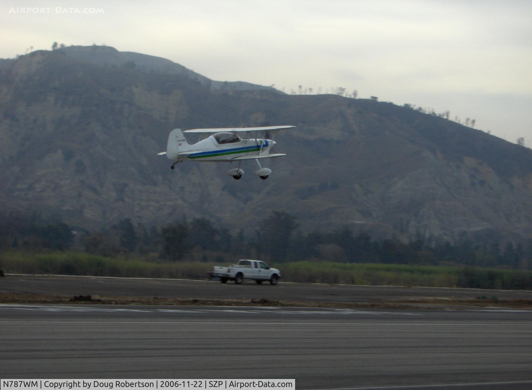N787WM, 1993 Stolp SA-750 Acroduster Too C/N SA750-083176JC, 1993 Causey ACRODUSTER II, Lycoming AEIO-360 180 Hp, takeoff climbout Runway 22