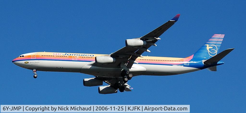 6Y-JMP, 1999 Airbus A340-313 C/N 257, 31R Landing from Kingston
