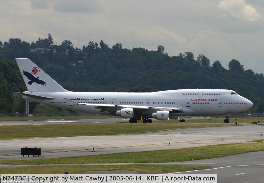 N747BC, 1992 Boeing 747-4J6 C/N 25879, At Boeing Field June 14, 2005 shortly before ferry flight to Taiwan for conversion to Large Cargo Freighter.