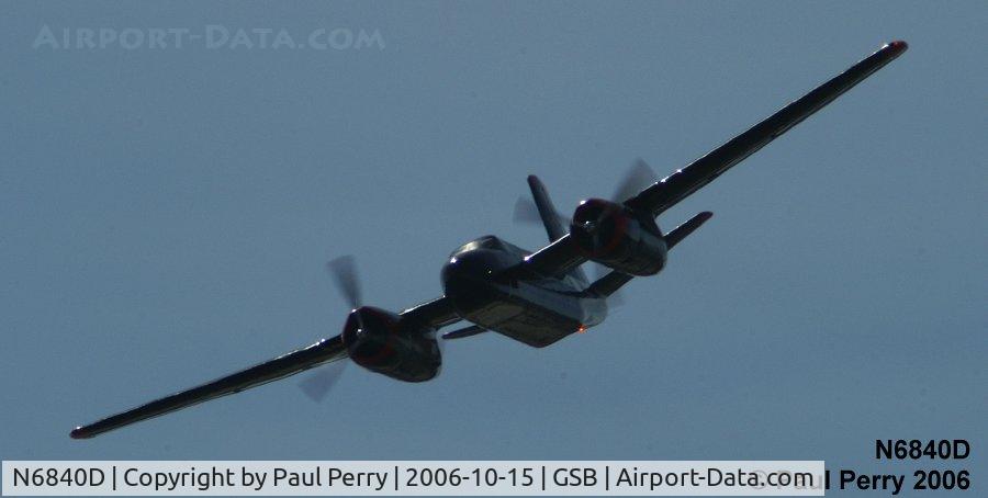 N6840D, 1945 Douglas A-26C Invader C/N 29190, Here she comes, bringing it around for her next pass.  Makes me glad not to be a strafing target