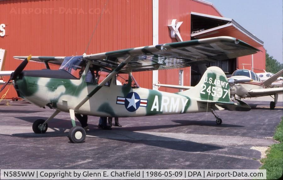N585WW, Cessna L-19E Bird Dog C/N 24537, O-1E stopping over at JA Air Center