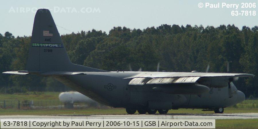 63-7818, 1963 Lockheed C-130E-LM Hercules C/N 382-3884, Quick touchdown, thrust reverse...then off again